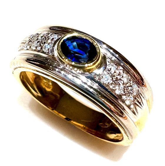 Anneau Sommer Femme Anni '80 in Or Zaffiro blu 0.46 Ct ZAF CT 0.46 DIA CT 0.12 - ZAF CT 0.46 DIA CT 0.12